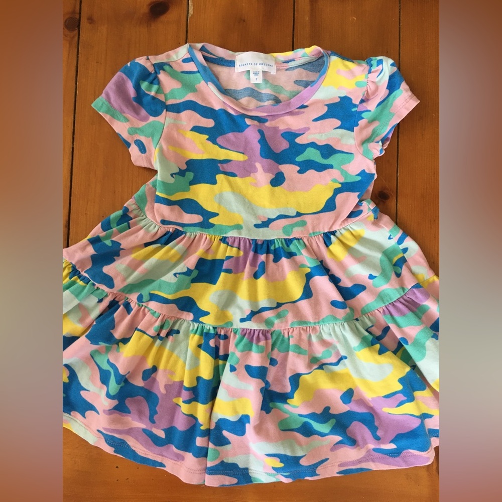 Rockets of awesome rainbow camo twirl dress